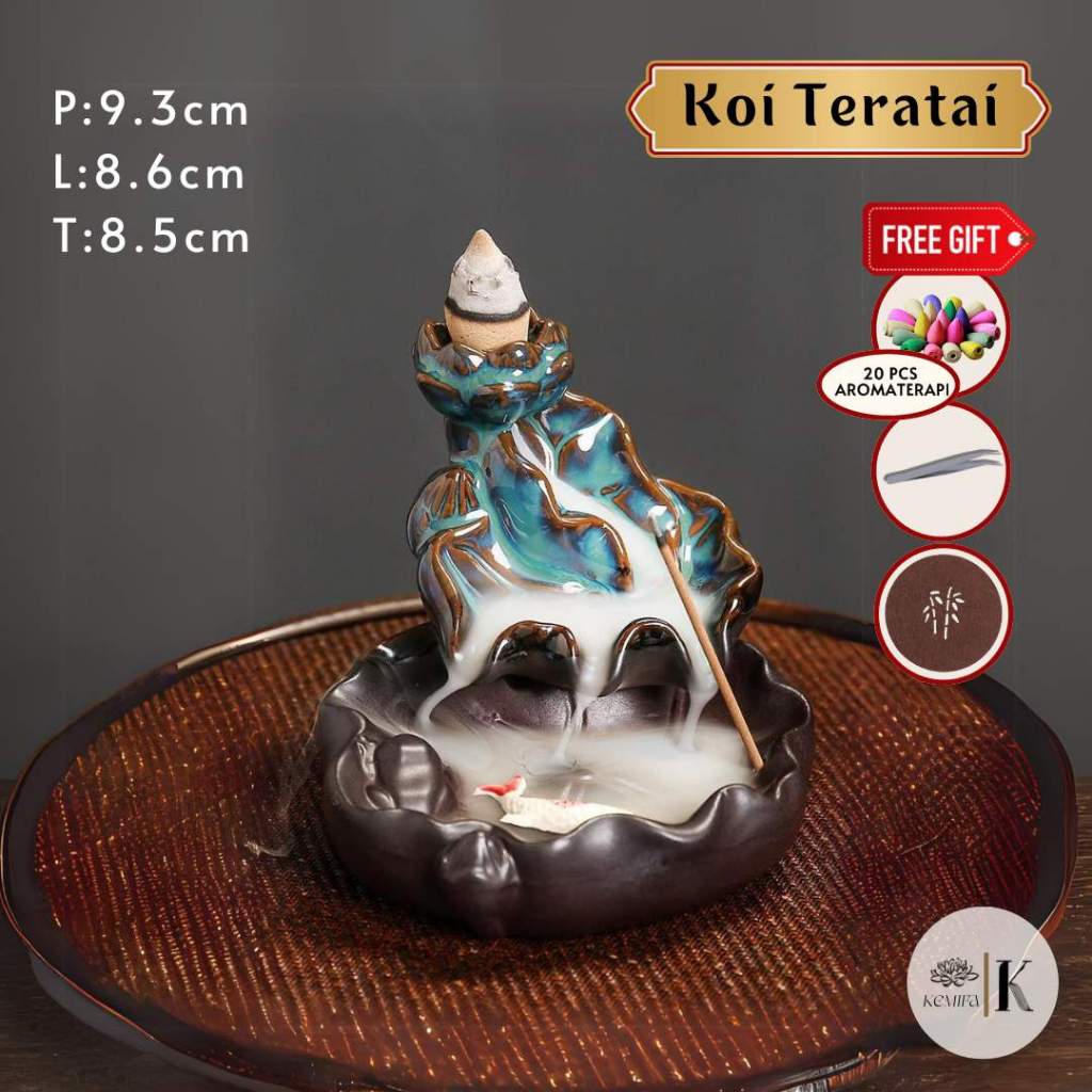 kolam ikan koi | Pembakar Dupa Aroma Terapi Ikan Koi Bak Teratai (Free Dupa Aroma Terapi 20pcs)