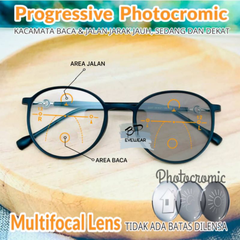 Kacamata Baca Progresif Photocromic Frame 2247| Kacamata Double Fokus Baca Dan Jalan Photocromic | F