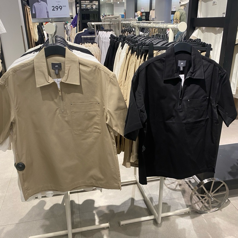 Kemeja Pria Half Zipper H&M Original Store