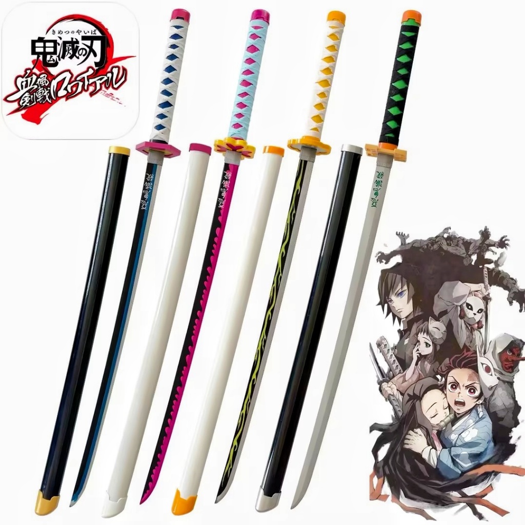 NEW- PEDANG PEMBUNUH IBLIS PEDANG COSPLAY 104CM PEDANG TANJIRO ZENITSU UNTUK ANAK-ANAK HADIAH ANAK