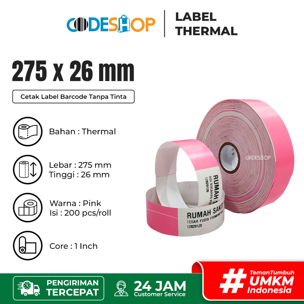 

Gelang Pasien Thermal 275x26mm / 275x26 / 275 x 26 mm 200 Pcs