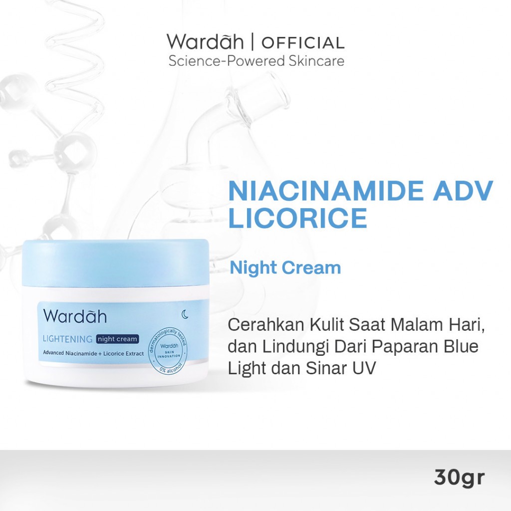 Wardah Lightening 5% Niacinamide + Allantoin Night Cream - Krim Pelembab Malam dengan Niacinamide AD