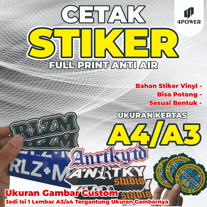 

STIKER CUSTOM - STIKER POTONG BENTUK - STIKER VINYL - STIKER ANTI AIR - STIKER LUCU - UKURAN A3 - UKURAN A4