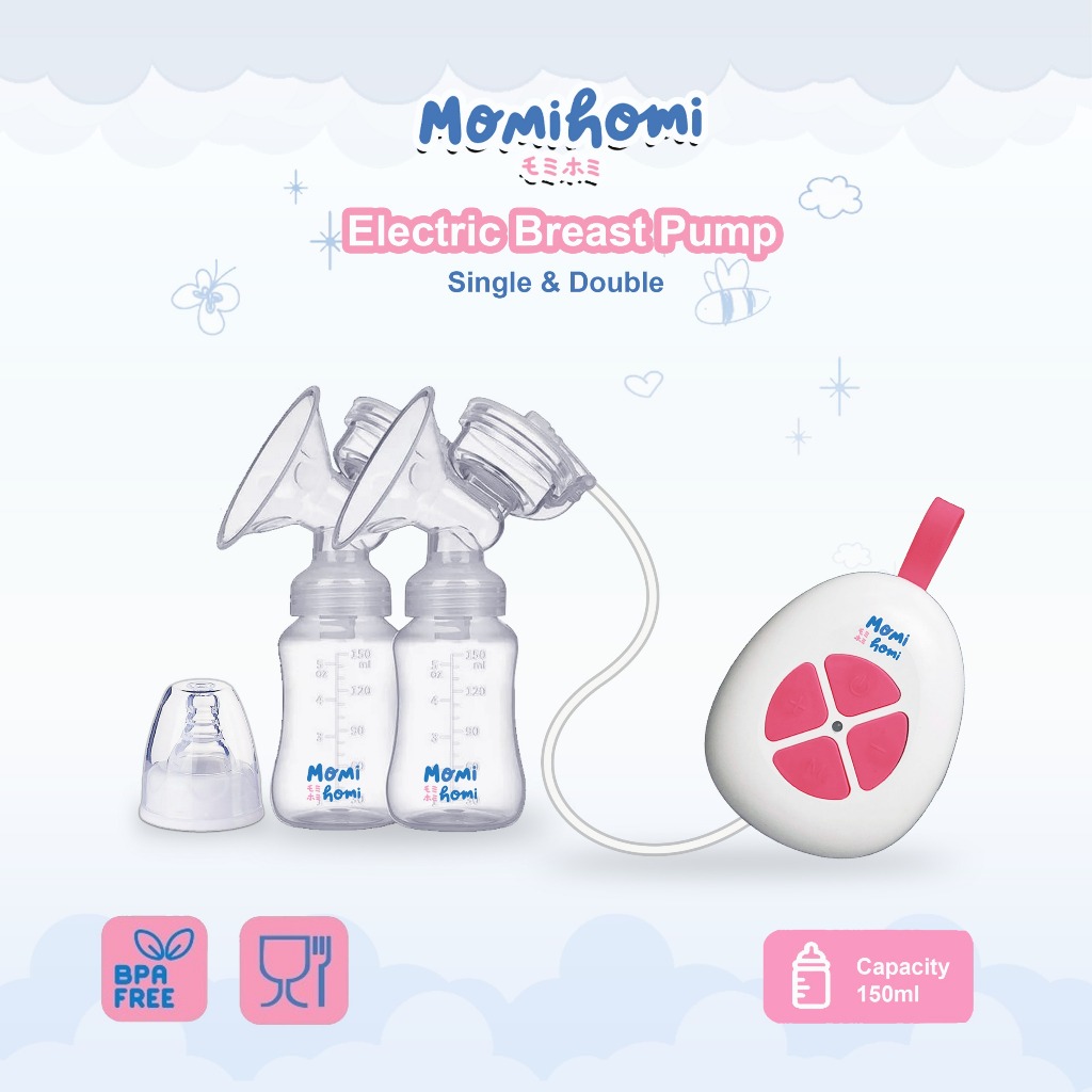 Momi Homi Electric Breast Pump Single Double ( 3063 & 3064 ) Pompa Asi Elektrik Kapasitas 150 ML Foo