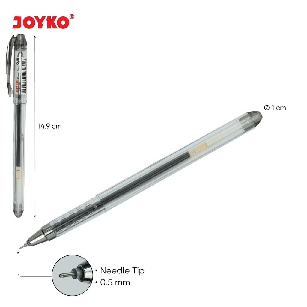 

JOYKO Gel Pen Pulpen Pena GP-189 Oval Gel 0.5 mm Warna HitamTersedia 1 Pack (12 Pcs) / 6 Pcs / 3 Pcs