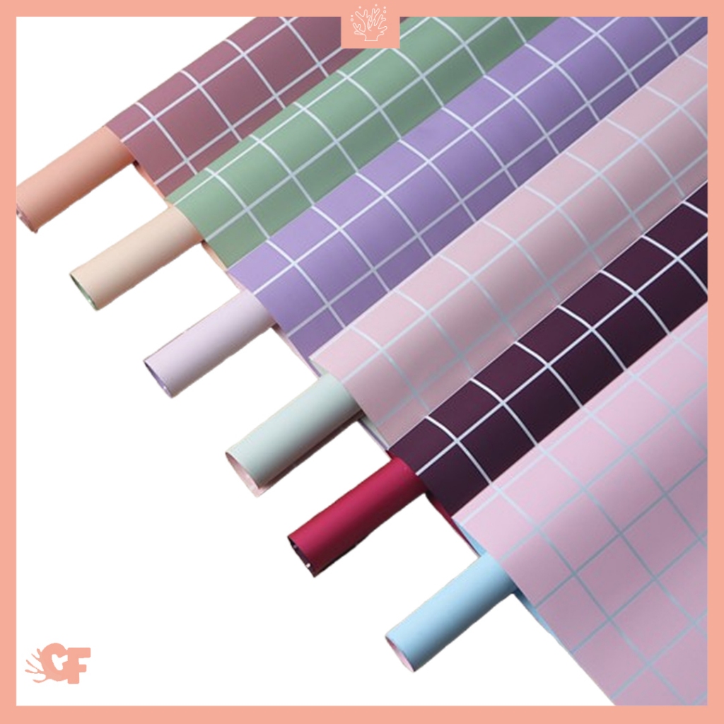 

20 LEMBAR Kertas Buket Bunga Kotak Kotak Flower Wrapping Paper Cellophane KB6084