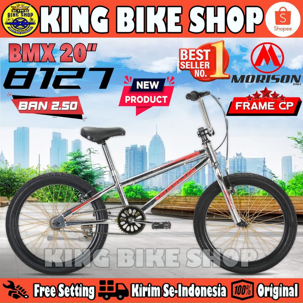 Sepeda Anak Laki BMX MORISON 8127 Ukuran 20 Inch Frame Chrome CP Usia 8-12 Tahun