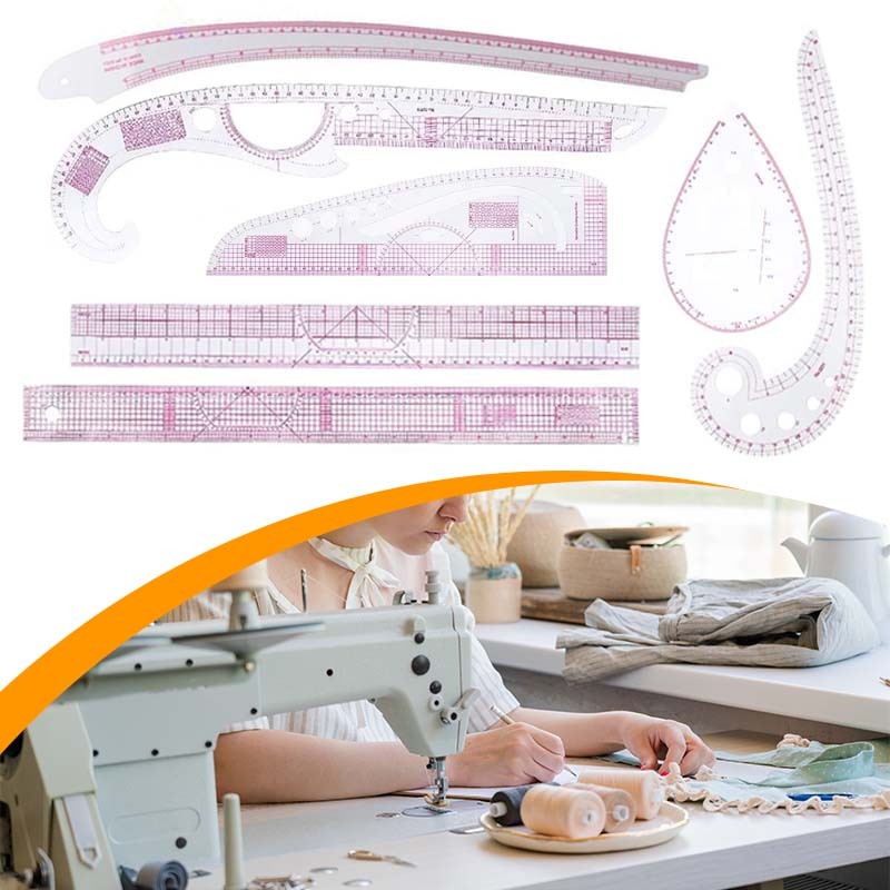 Penggaris Pola Jahit 7 Set Lengkap Penggaris Jahit Pola Penggaris Skala Jahit Plastik Untuk Pakaian