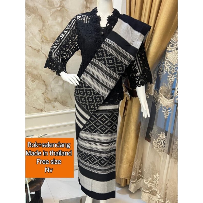 Rok + selendang tenun bangkok terbaru Rok tenun premium