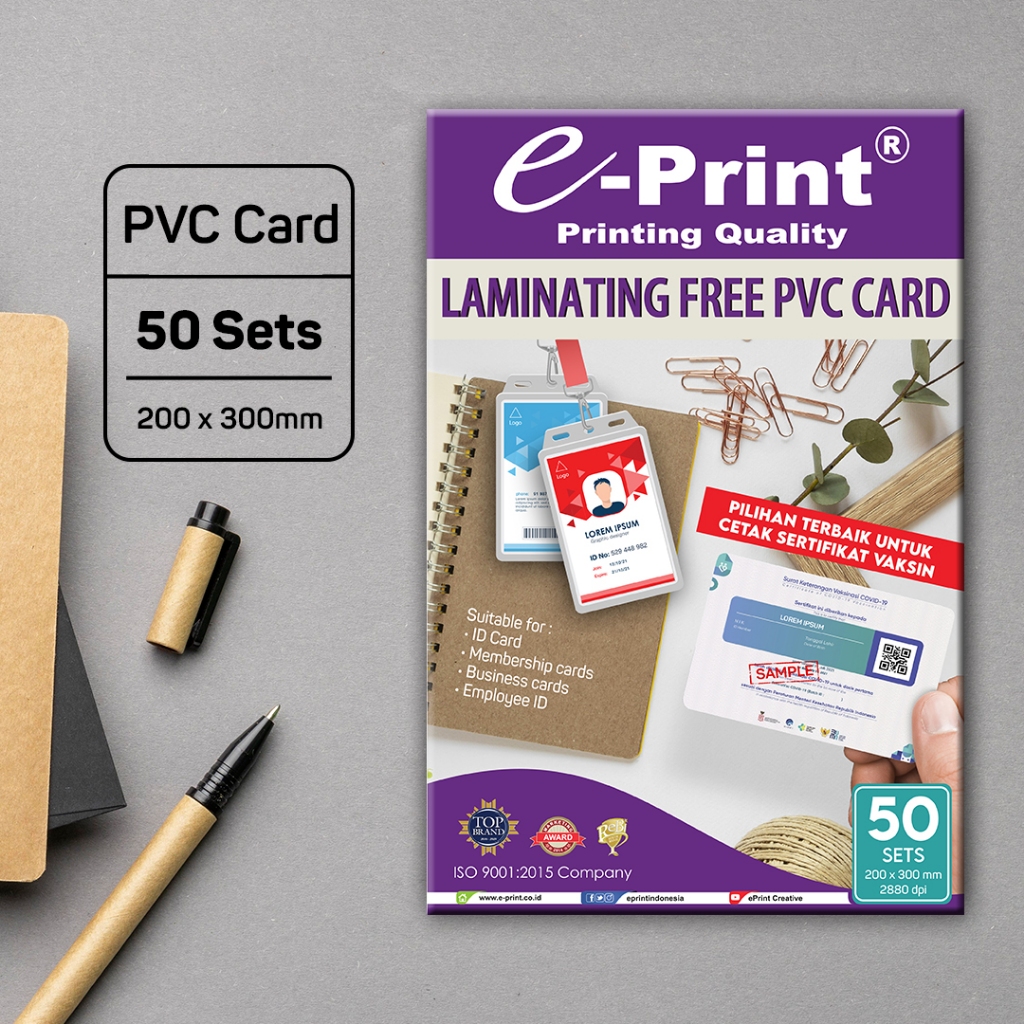 

Kertas Laminating Free PVC ID Card Ukuran 200mm X 300mm 50set e-Print