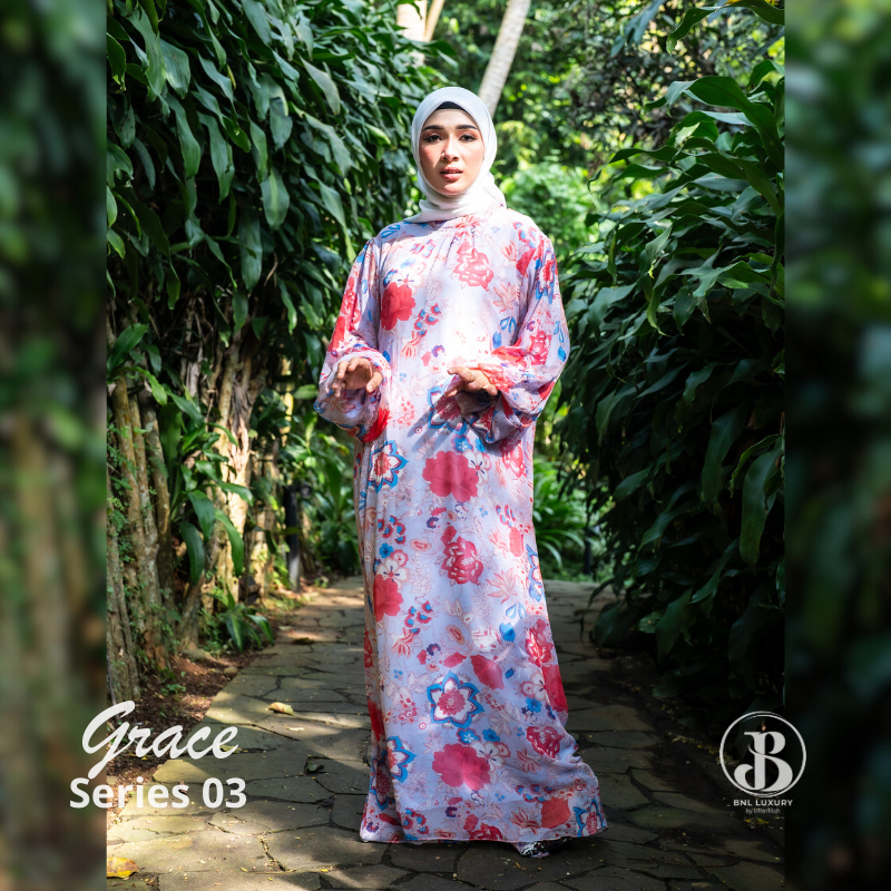 Bnlluxury Gamis Ceruty Premium Dress Model Grace Series 03 Ukuran S Sampai XXL Jumbo Baju Muslim Wan