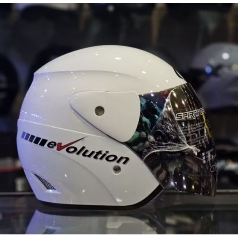 helem GM EVOLUTION warna putih kaca pelangi