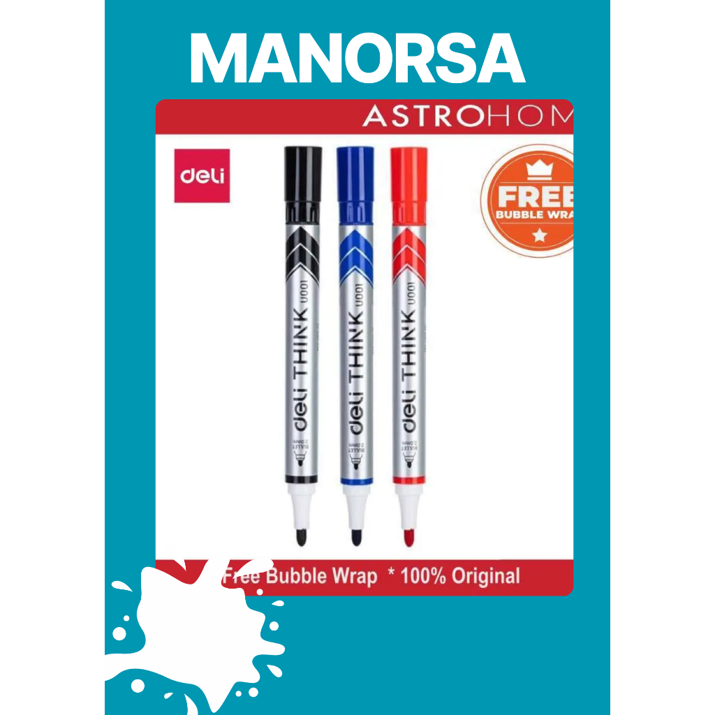 

Deli THINK EU00120 Hitam EU00130 Biru EU00140 Merah Spidol Papan Tulis Dry Erase Marker Spidol Whiteboard Marker Hitam