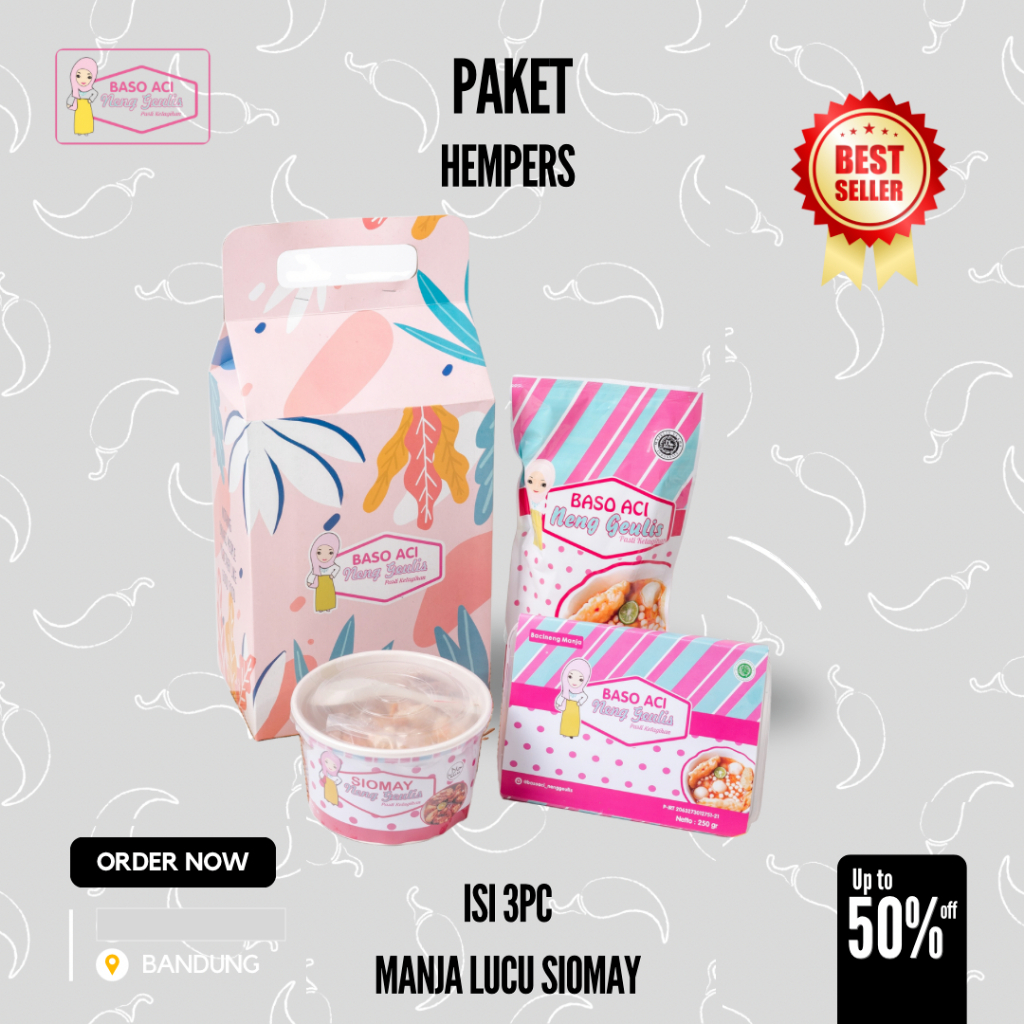 

Baso Aci Neng Geulis -Paket Hampers 3 Produk Best seller- Bacineng Manja Lucu Siomay - Makanan Instan