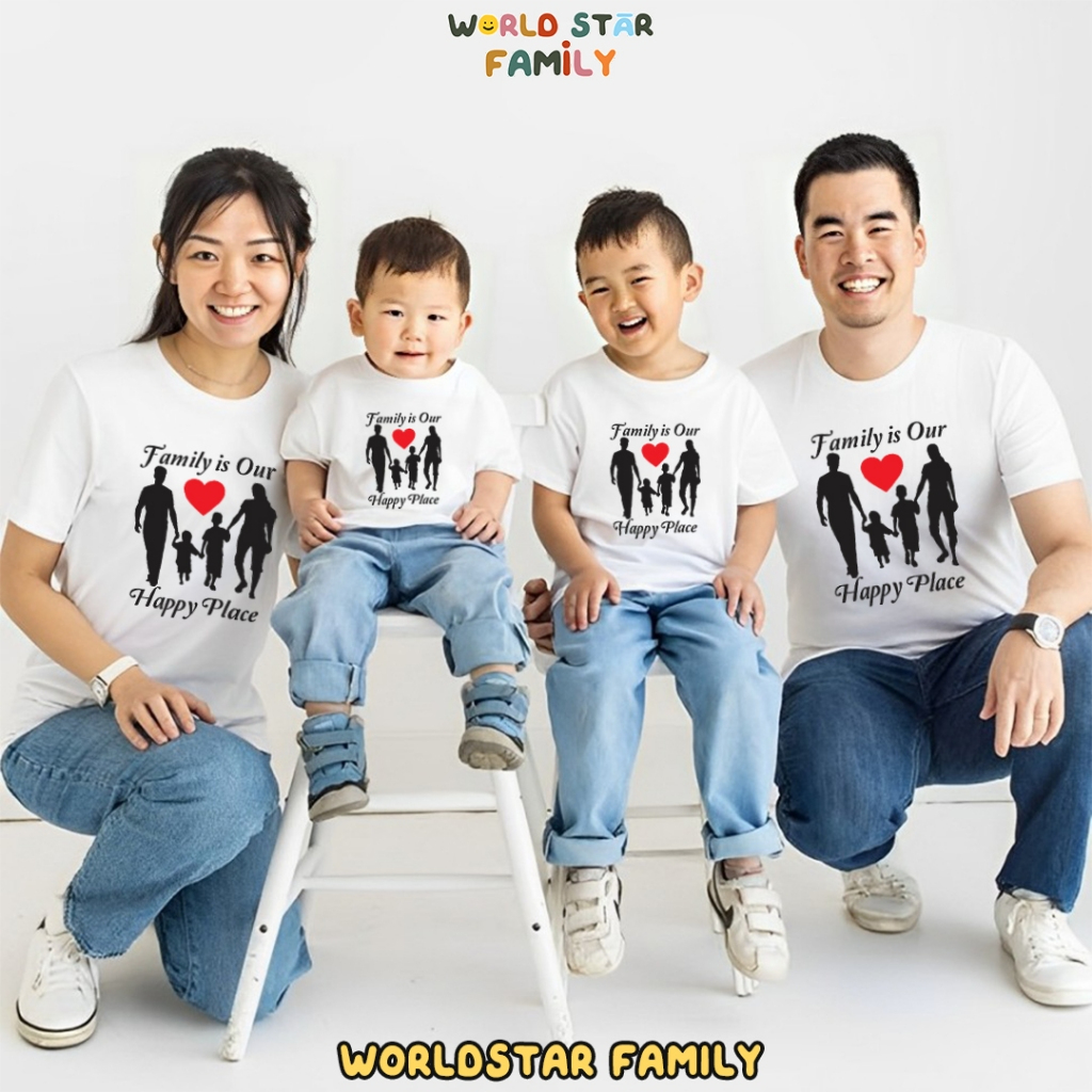 WSF Kaos Couple Keluarga FAMILY IS OUR HAPPY PLACE  kaos couple Anime Lucu kaos Anime Anak Kaos Coup