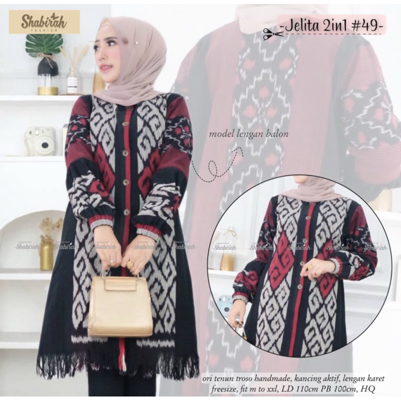 (READY) garansi termurah COD - JELITA TUNIK COSTUME SIZE ORIGINAL SHABIRAH / BATIK TENUN TROSO ATMB