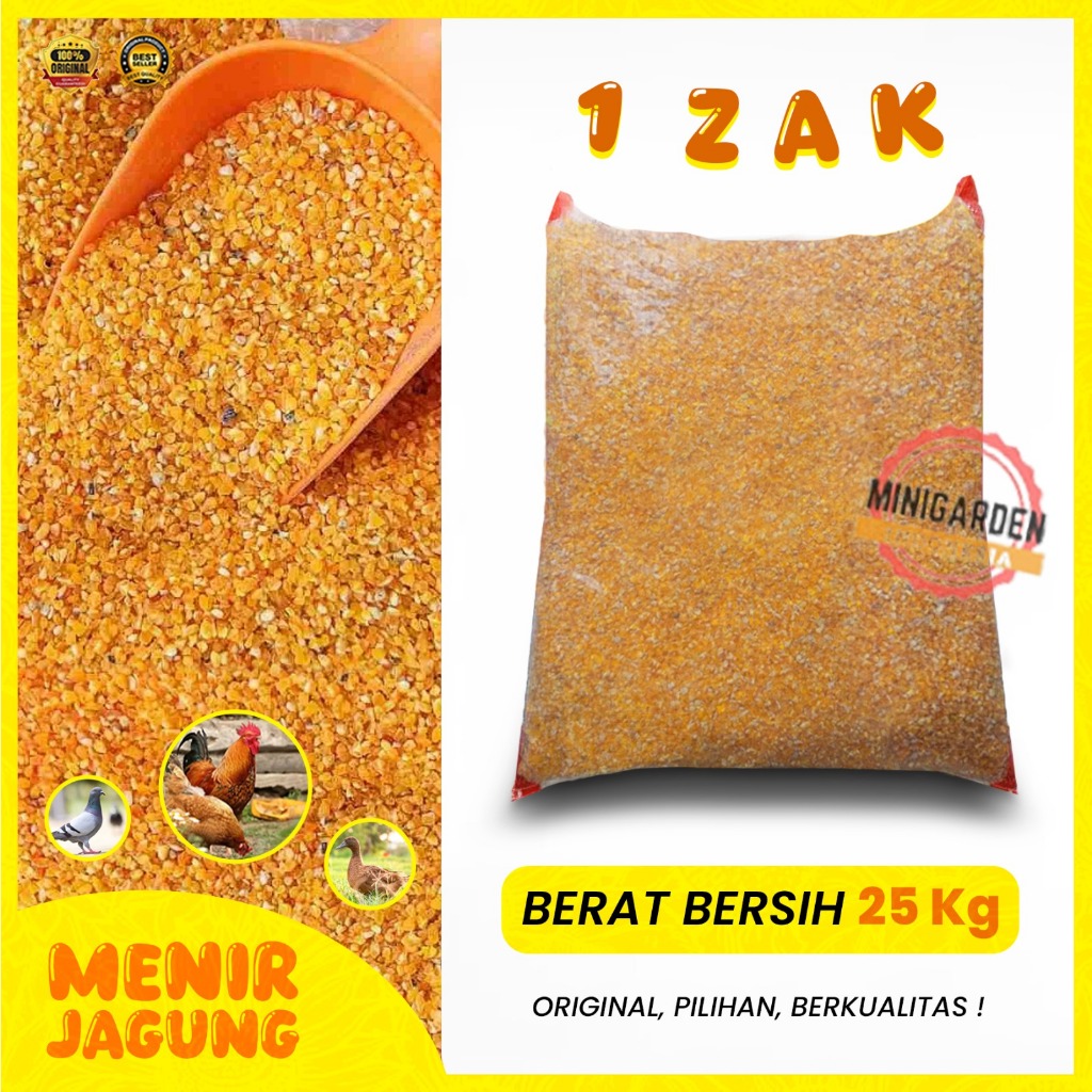 MENIR JAGUNG ZAK 25KG beras jagung pakan burung ayam unggas jagung giling karung 25 kg