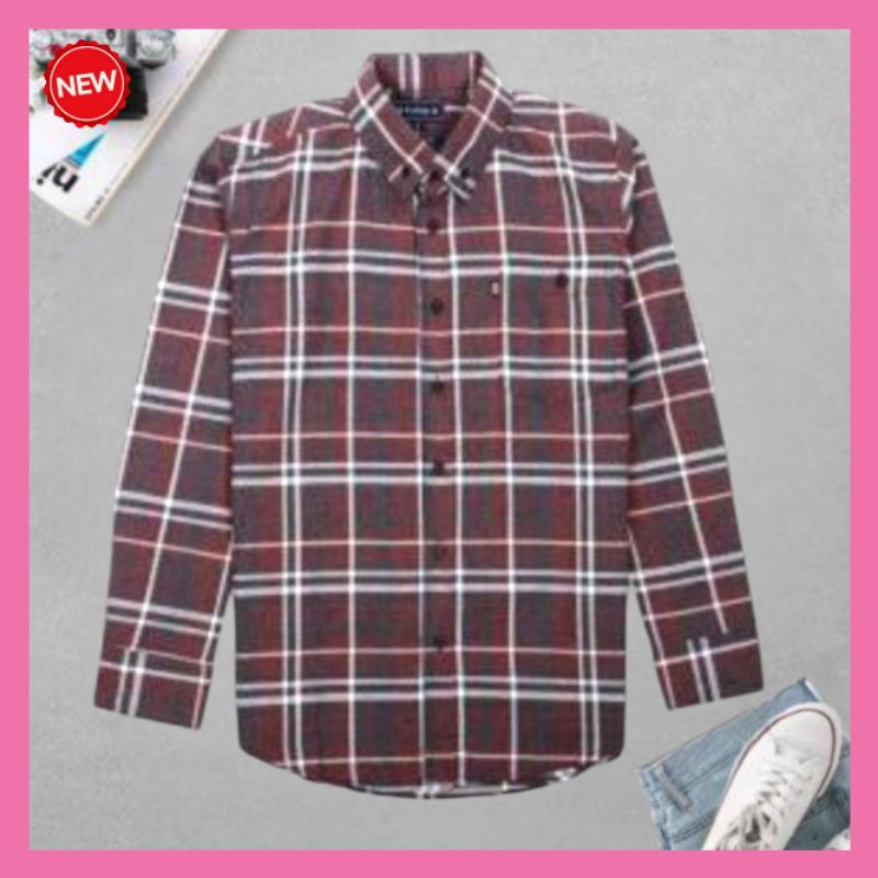 Kemeja Broodis Flanel Red Vulcano Kemeja Pria Motif Terbaru Red Vulcano Size S