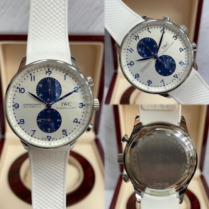 JAM TANGAN PRIA IWC SCHAFFHAUSEN WHITE RUBBER CHRONO JAPAN QUARTZ DIAMETER 44mm SUPER QUALITY #jamta