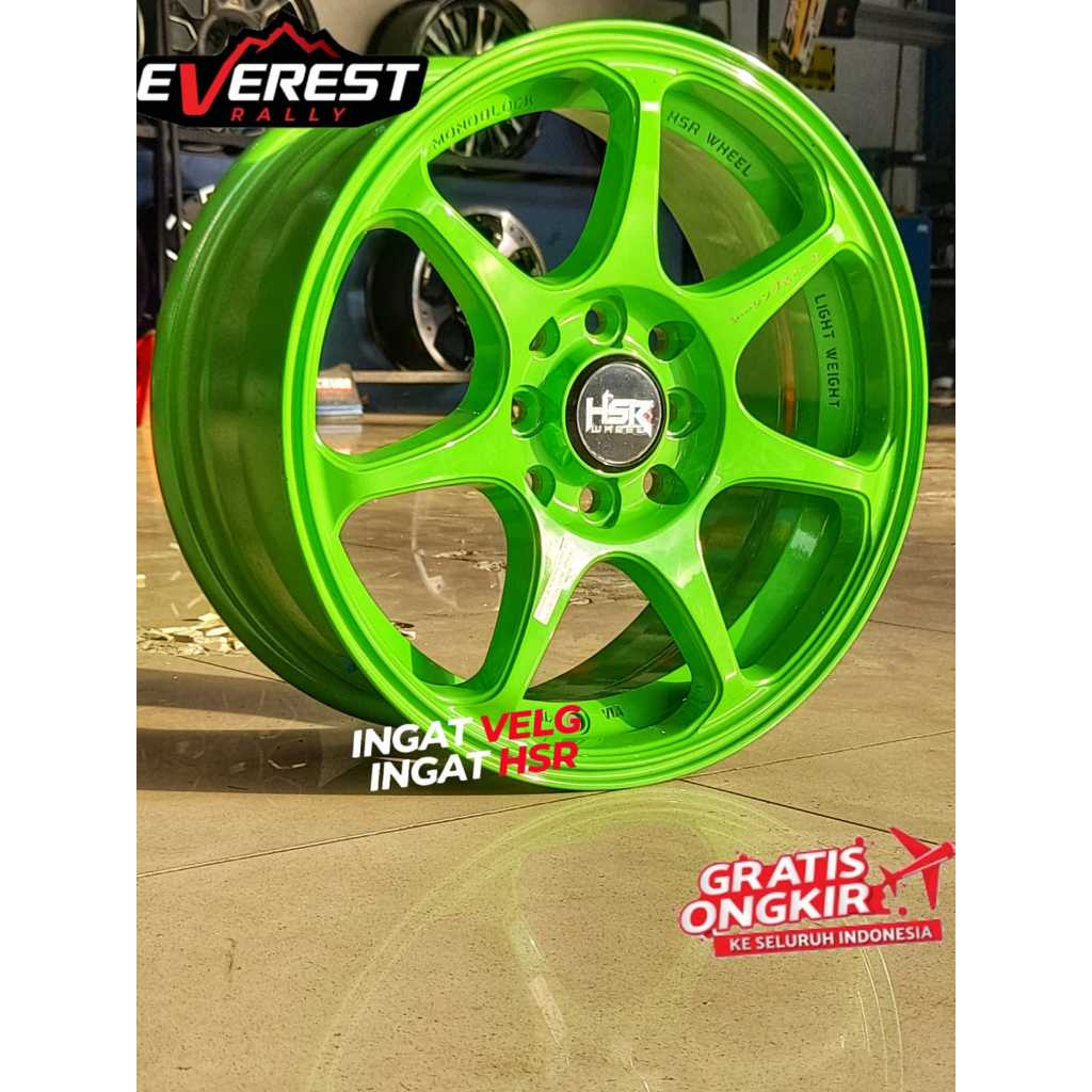 VELG RACING HSR SEBUNSUTA RING 15 UNTUK MOBIL SIGRA, KIJANG WARNA HIJAU