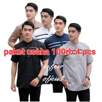 PAKET USAHA 100RB 4 PCS Baju koko kurta lengan pendek - baju koko kurta pria - kurta list dada
