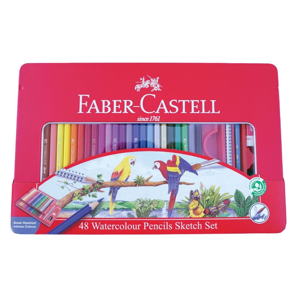 

Faber-Castell Watercolour Pencils in Tin Case 48L Pensil Warna Kayu 48 Warna Panjang