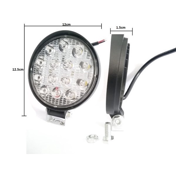 WORKLIGHT BULAT LAMPU TEMBAK MOBIL LED 42 WATT 16 TITIK LAMPU SOROT BULAT