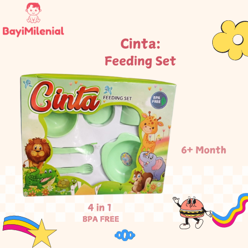 Cinta: Feeding Set 4 in 1 Untuk Bayi 6+Bulan