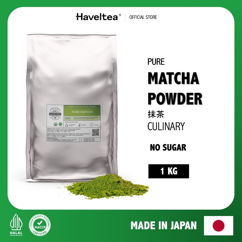 

MATCHA GREEN TEA | Pouch 1000 Gram | Cocodeli by Haveltea Organic