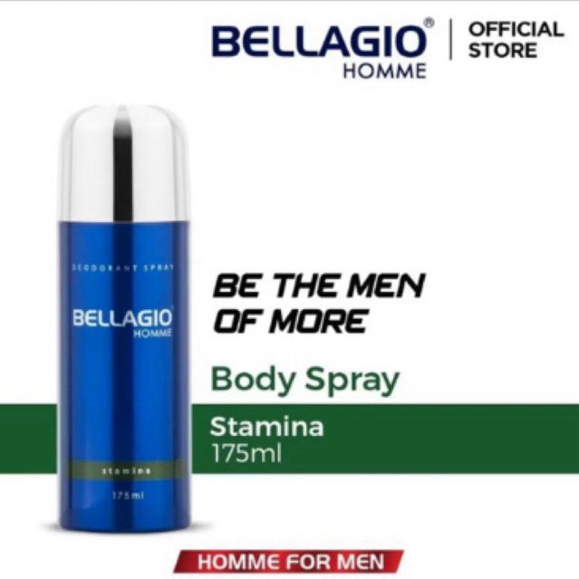 BELLAGIO HOMME DEODORANT SPRAY STAMINA IHIJAU | BODY SPRAY PARFUME PRIA 175ml