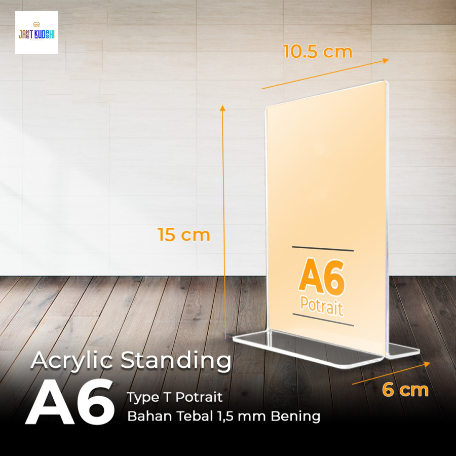 

Acrylic Tent Holder / Akrilik Tent Card A6 / No Meja / Menu / Akrylic A6 Potrait