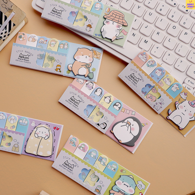 

Nekoni Cute Sticky Notes Animals Memopad Cat Penguin Unicorn Dino isi 90 lembar/pad notepad cantik