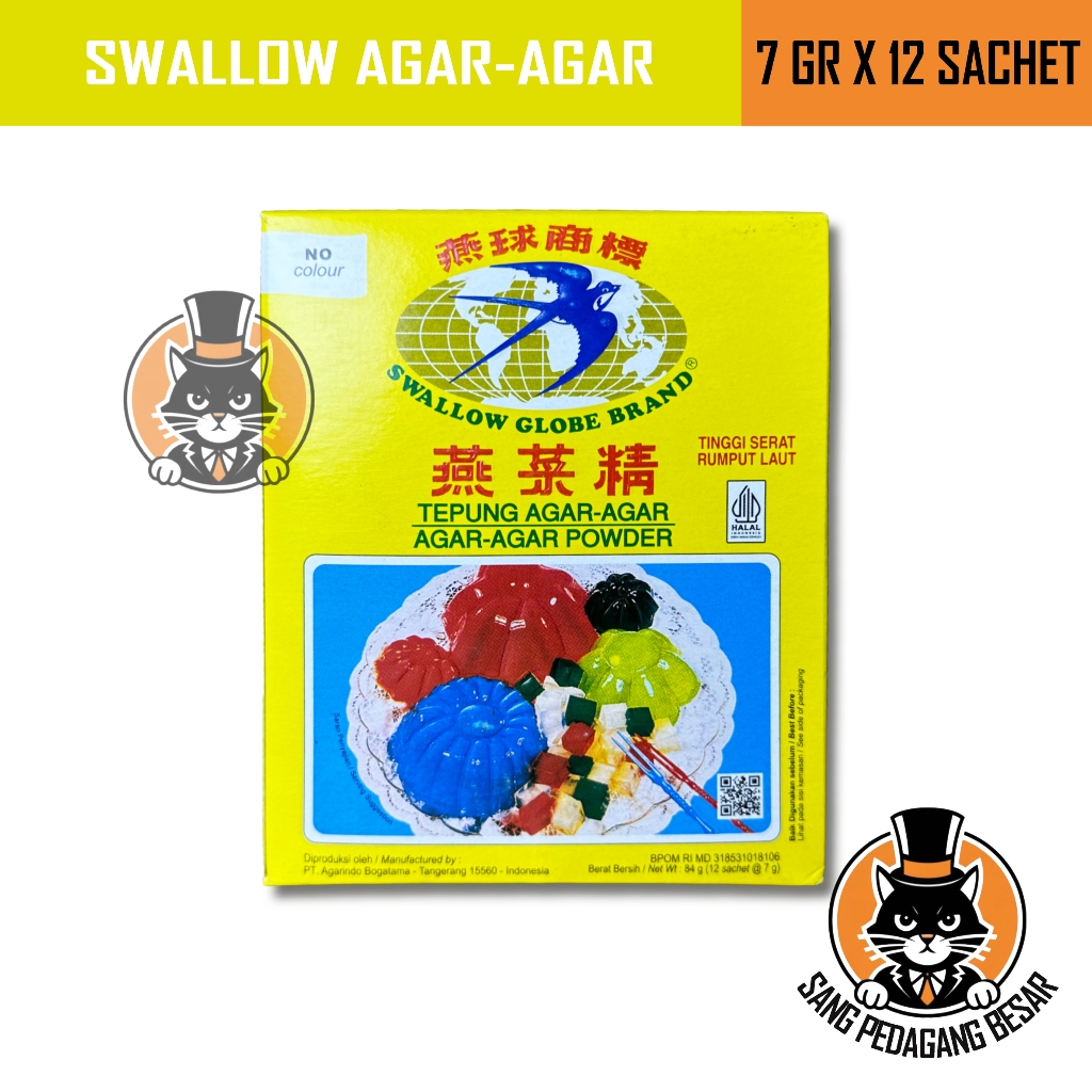 

Swallow Globe Agar Agar 1 box 7 Gr X 12 Sachet