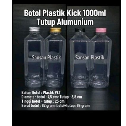 Botol kick 1000ml tutup alumunium / botol plastik 1 liter EKSPEDISI