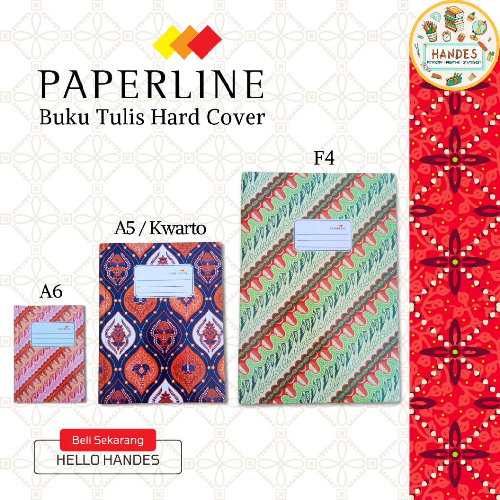 

Buku Hard Cover Ukuran A6, A5, F4 100 Lembar Paperline