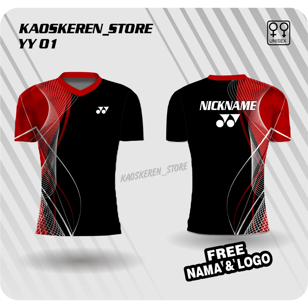 jersey badminton yonex baju olahraga bulutangkis kaos badminton free custom nama logo