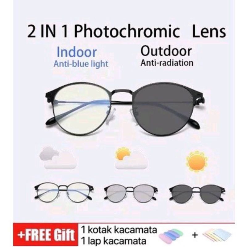 E ( E15 ) KACAMATA PHOTOCROMIC + FREE GIFT ( 1 KOTAK KACAMATA )