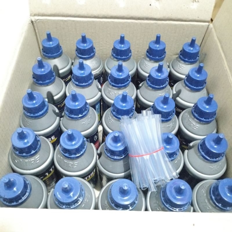 (25pcs) 1 dus Cairan Tubles X-1 TIRE 350ml Cairan Penambal Ban, Cairan ban tubles.