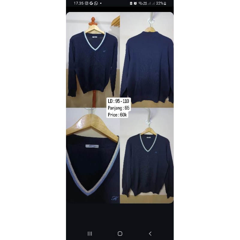 KNIT WEAR V NECK RAJUT HALUS SWEATER NAVY