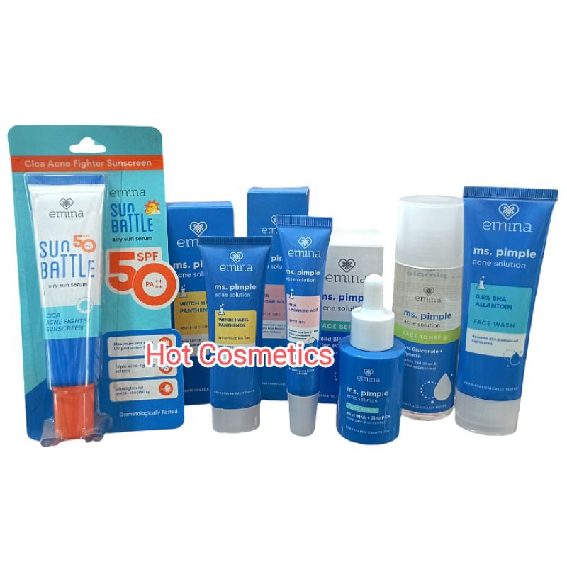 Paket Lengkap Skincare Emina Ms.Pimple Acne Kulit Berjerawat Anak Remaja 100% Original BPOM