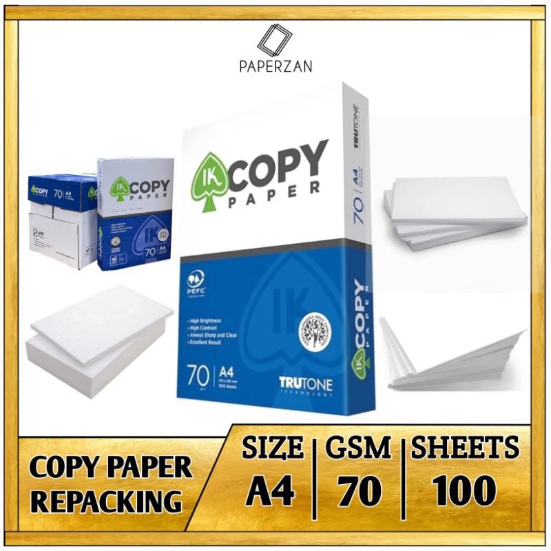 

Kertas A4 70 Gram IK Copy Paper 100 Lembar