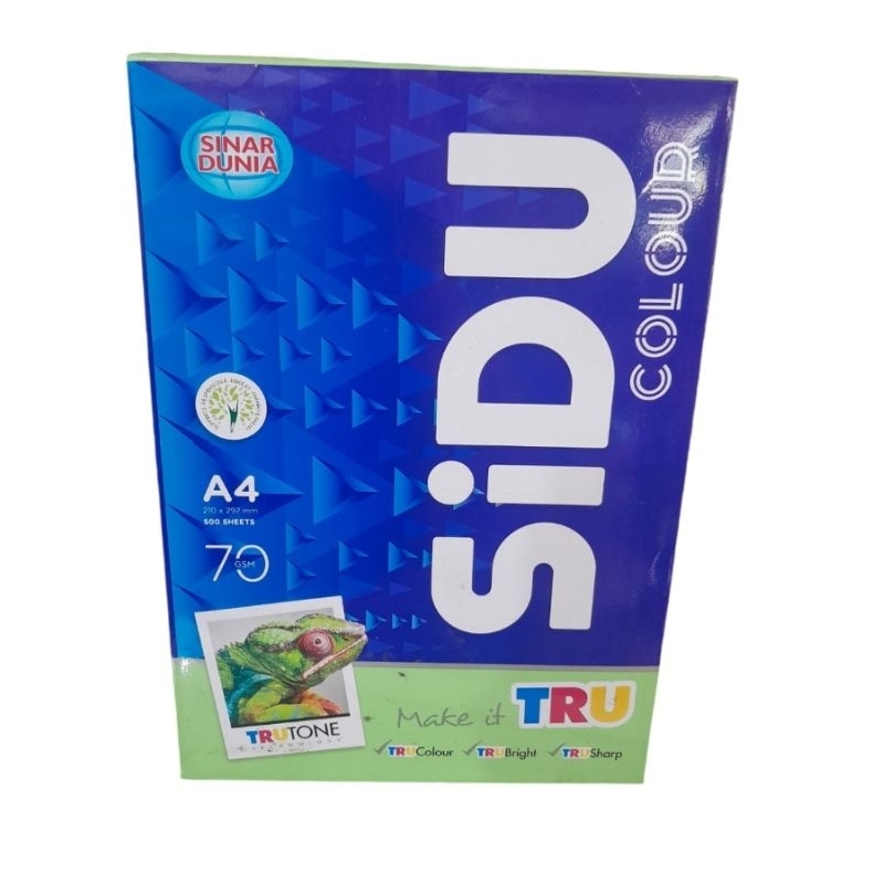 Kertas Hvs warna hijau sidu A4 70gsm