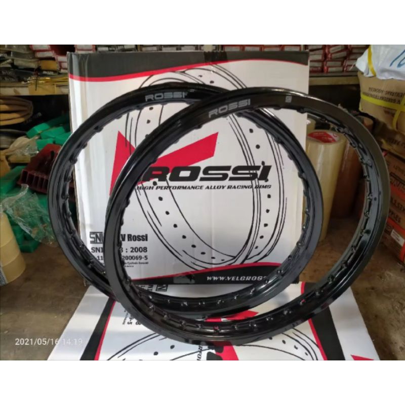 velg Rossi ring 17 uk 160-160 hitam glossy/mengkilap