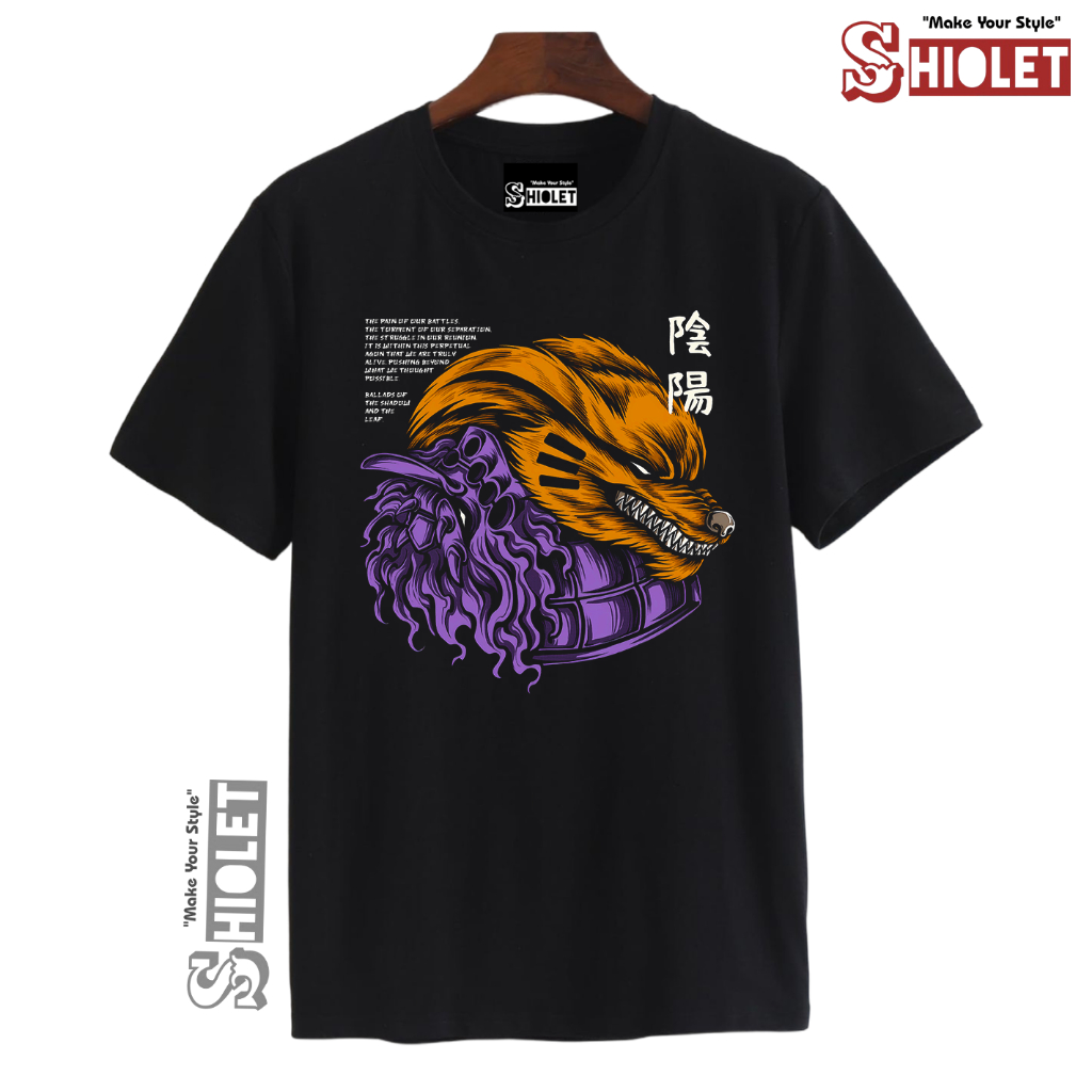 Shiolet Kaos Anime Susanoo X Kurama Naruto Baju Distro Pria Wanita Unisex - T SHIRT Dewasa Premium