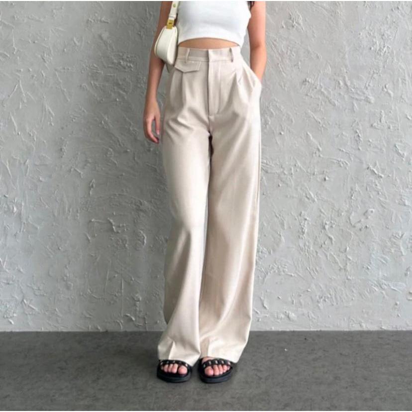 ORO PANTS Celana Wanita Highwaist Kulot Loose Pants Trouser Basic Anti Kusut Kerja Casual Korean Sty