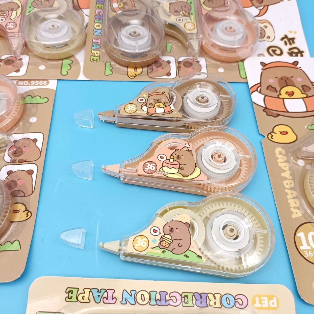 

Ay00! 3 PCS Correction Tape Motif CAPYBARA & PIKACHU 1 Set Isi 3 PCS Tipe -X Roll Lucu Viral