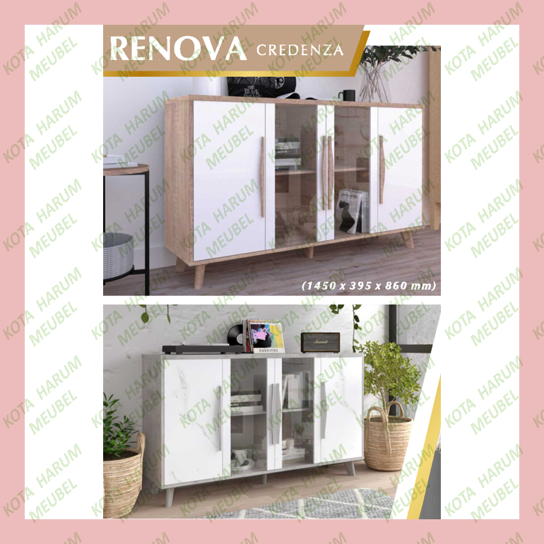 credenza buffet bufet bipet kayu minimalis modern retro meja tv tinggi pintu kaca lemari tv tinggi 1