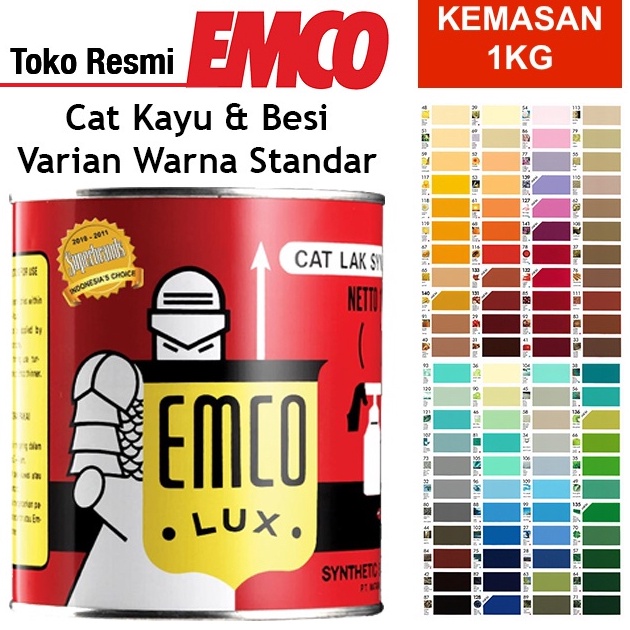 Emco Cat Kayu  Besi 1kg  Warna Standar Hitam Putih Merah Coklat Biru Hijau Kuning Abuabu Krem