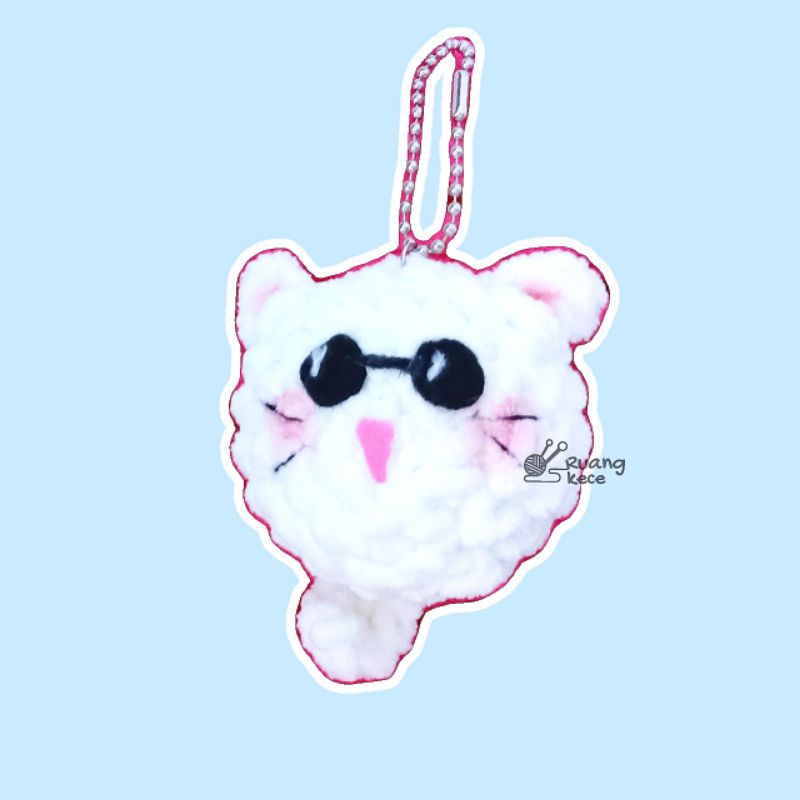 Amigurumi Cat- Gojo Satoru Cat Gantungan kunci empuk puffy lucu