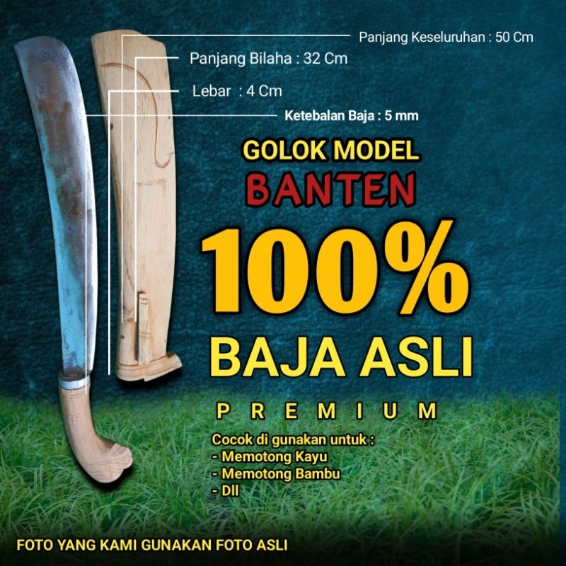 Golok bedog panjang 50 cm siap pakai (sudah tajam) asgar